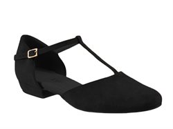 Rummos blød lav dansesko i sort nubuck